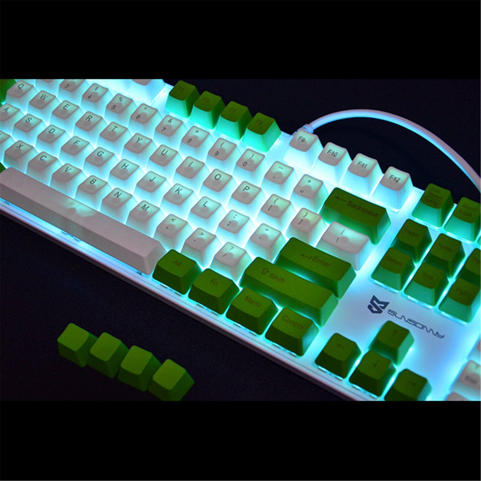 Frosted Feel Green White Keycaps Set108 Key Keycap Set Etsy
