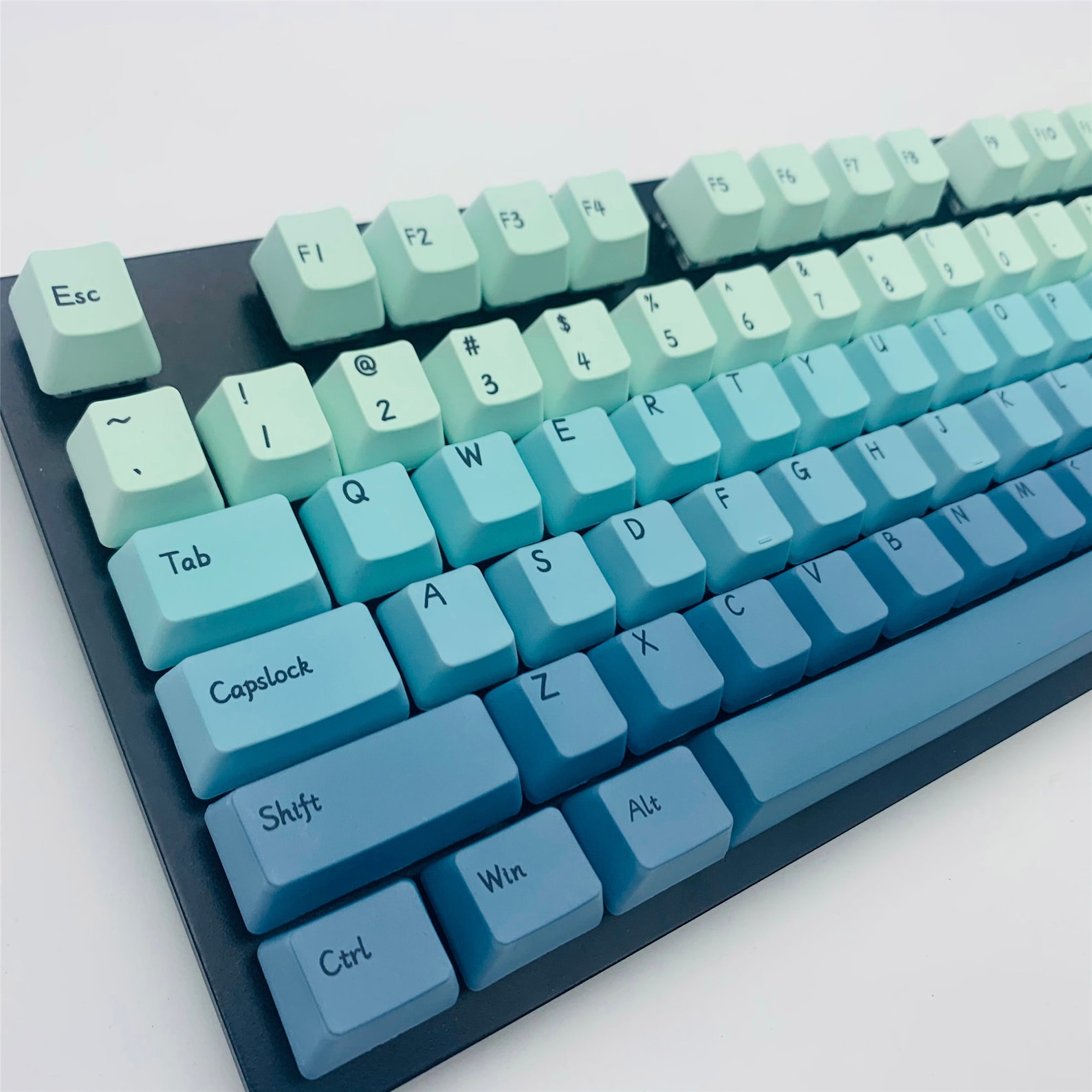 Blue Teal Gradient Keycaps Set English Character 104 Key Etsy