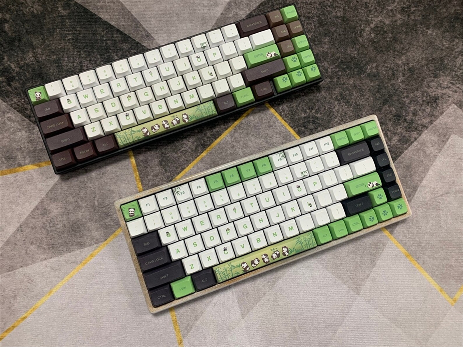 Cute Panda XDA Keycaps Set White and Green Keycaps 104 Key Etsy