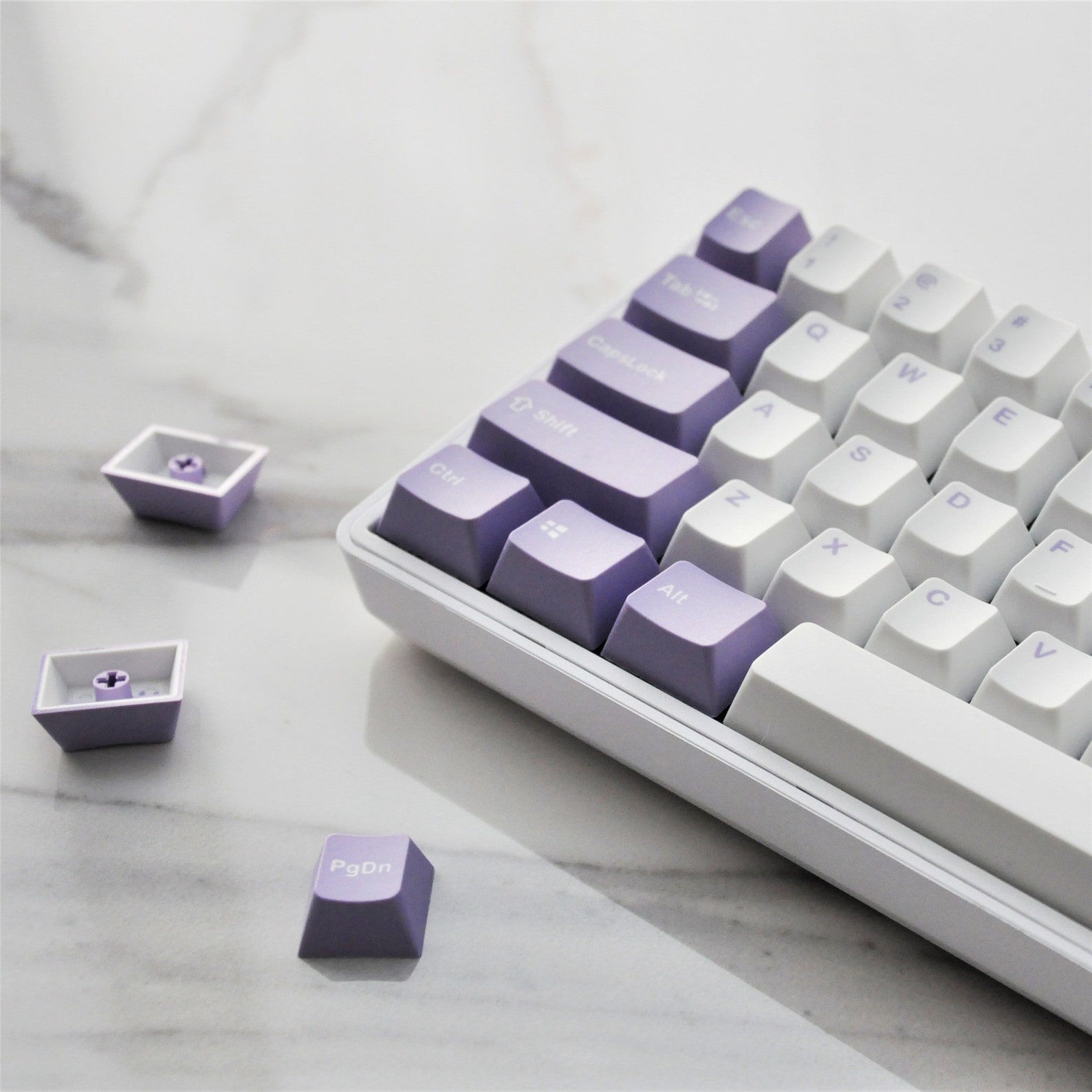 Purple White Keycaps Set Gradient Keycaps104 Key Keycap Set | Etsy
