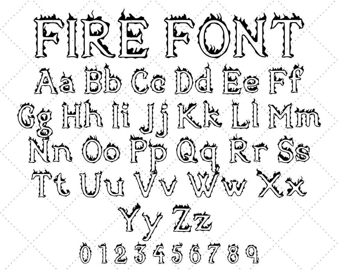 FIRE FONT/ Silhouette Flame Font Cricut Fire Font Burning Etsy