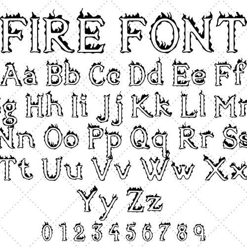 FIRE FONT BUNDLE/ Silhouette Flame Font Cricut Fire Font Burning Latin ...