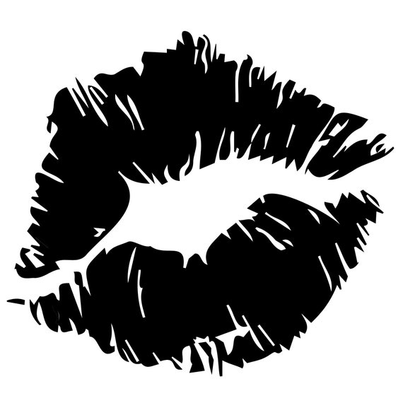 Lip Mouth Black transparent kiss Svg Digital Download png Etsy