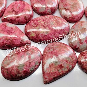 Natural Thulite Loose Crystal Stone, Thulite Cabochon Lot, Wholesale Thulite Gemstone Lot for Ring, Pendant, Necklace Jewelry Stone