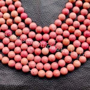 Pink Smooth Rhodonite Beads, Natural Crystal Round Beads, 6mm - 12mm Loose Genuine Beads Wholesale Bulk Beads For DIY Jewelry Making Stone