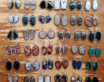 Pendientes colgantes con piedras preciosas, chapados en plata de ley 925, estilo bohemio