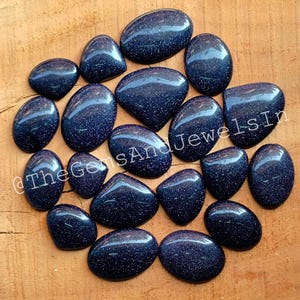 Blue Goldstone Cabochon Lot, Natural Blue Goldstone Crystal Stone, Wholesale Goldstone Gemstone Lot for Ring, Pendant Jewelry Making Stone