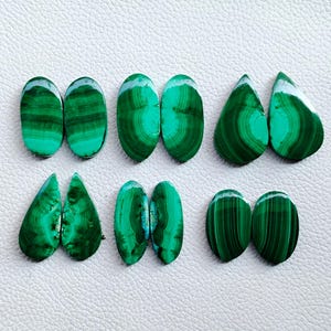 Malachit Cabochon Paar, Malachit Edelstein Paar, Malachit Paar, natürliche Flatback Malachit Paare für Ohrring Schmuck Stein