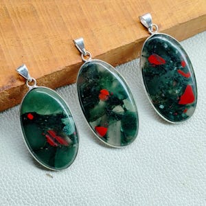 African Bloodstone Pendant, Handmade Bloodstone Bezel Pendant, Boho Pendant, Bloodstone Necklace, 925 Starling Silver Pelted Pendant