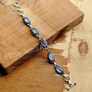 Opalite Gemstone Bracelet, Opalite Bracelet, Dainty Bracelet, 925 Straling Silver Plated Bracelet, Opalite Adjustable Bracelet, Gift for Her