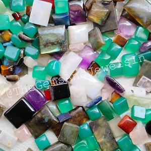 Natural Mix Cushion Shape Stone Lot, Wholesale Mixed Cabochon Lot, Small Cushion Mix Gemstone Lot for Jewelry Making Stone