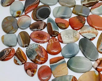 Polychrome Jasper Cabochon Lot, Natural Wholesale Gemstone Mix For Jewelry Stone