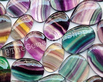 Rainbow Fluorite Cabochon Lot, Wholesale Fluorite Gemstone Lot, Natural Rainbow Fluorite Loose Crystal Stone for Jewelry Making Stone