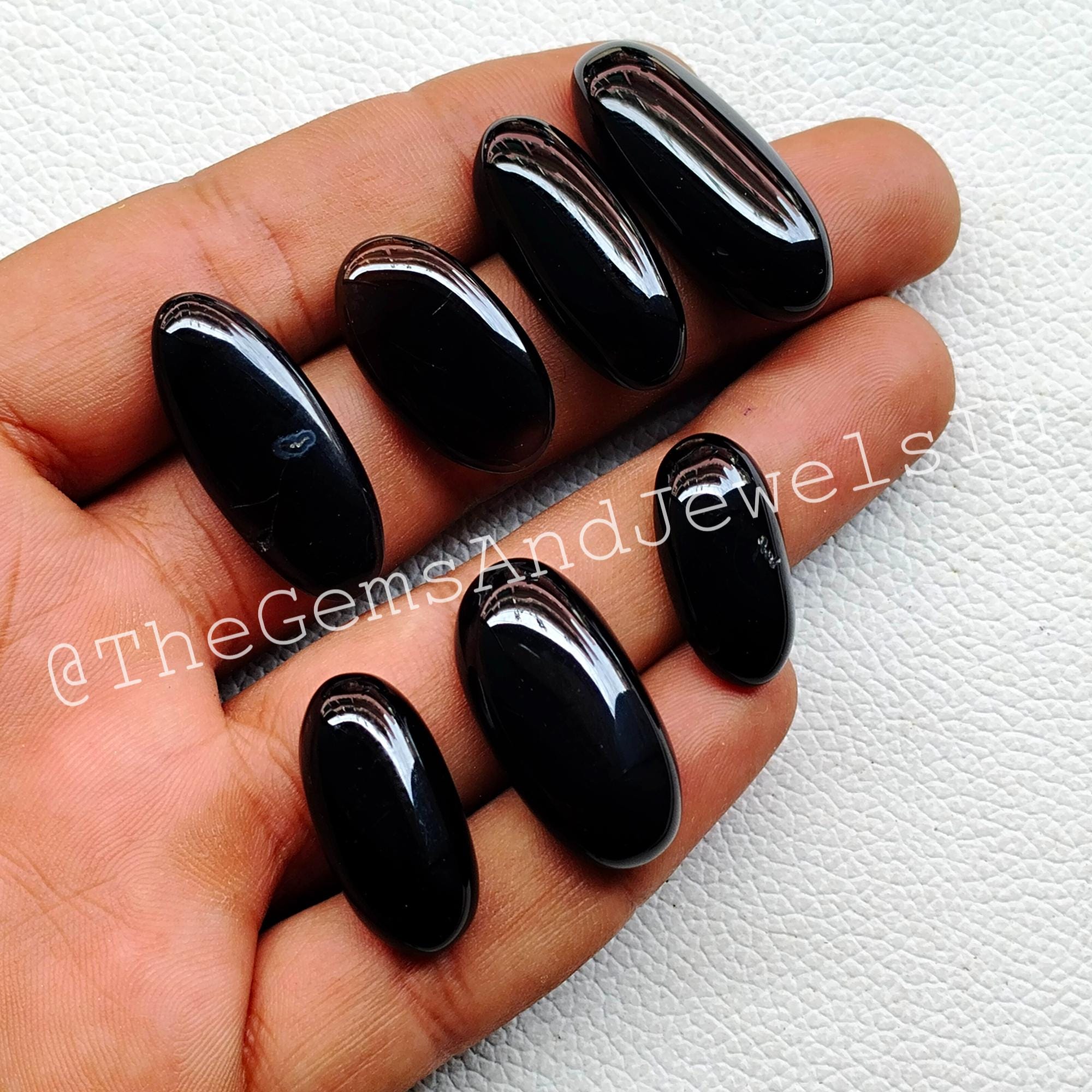 Natural Black Onyx Oval Cabochon Lot, Wholesale Polished Gemstone