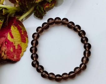 Bracelet fait main de pierres précieuses de quartz fumé, perles de cristal naturel