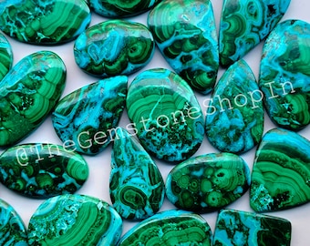 Malachite Chrysocolla Cabochon Lot, Wholesale Malachite Chrysocolla Gemstone Lot, Natural Malachite Crystal Stone for Jewelry Making Stone