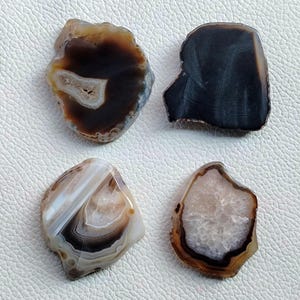 Black Banded Agate Slice, Banded Agate Crystal Slice, Agate Slice Druzy Gemstone, Geode Polished Agate Slabs for Wirewrap Jewelry Stone