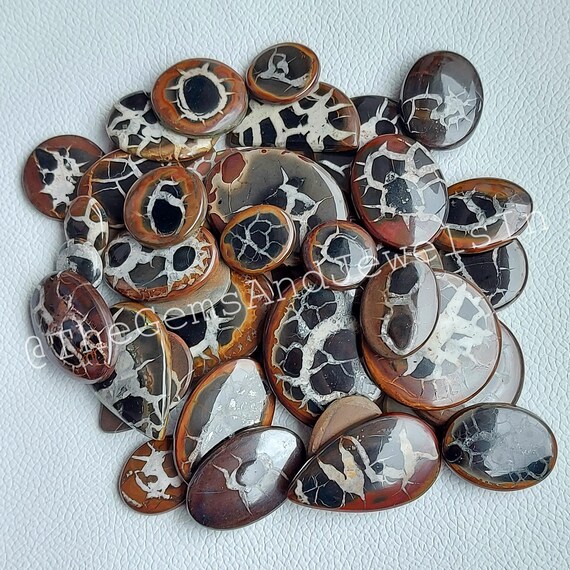 Natural Black Septarian Gemstone Lot, Wholesale Septarian Cabochon for Ring, Pendant, Necklace Jewelry Stone