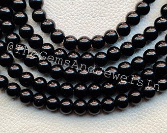 Onyx Round Smooth Beads, Black AAA Grade Onyx 8mm, DIY Jewelry Making