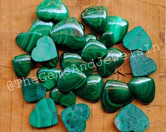 Natural Malachite Heart Lot, Malachite Crystal Hearts, Malachite Healing Heart, Malachite Heart Cabochon, Pocket Heart For Jewelry Making