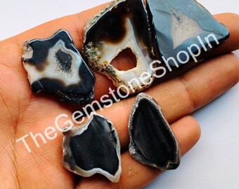 Black Banded Agate Slice Lot, Wholesale Polished Geode Gemstone