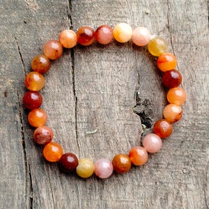 Carnelian Bracelet, Natural Carnelian Crystals Beads Bracelet, Handmade Carnelian Gemstone Bracelet, Carnelian Beaded Bracelet Gift for Her
