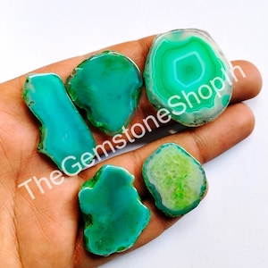 Großhandel Achat Kristall Lot, Grün mit einem Band versehene Achat Scheibe, Achat Scheibe Druzy Edelstein, Geode polierte Achat Platten für Wirewrap Schmuck Stein