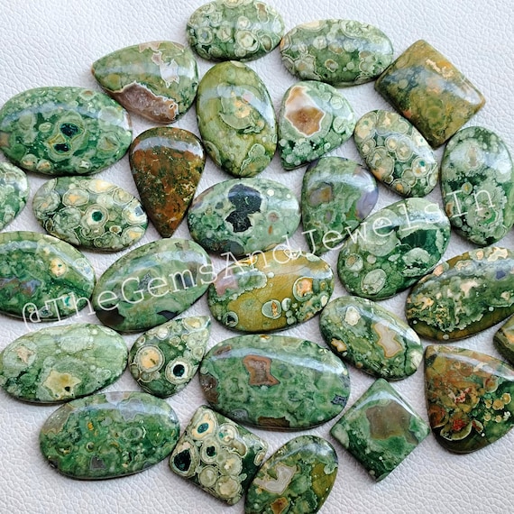 Wholesale Green Rhyolite Cabochon Lot, Jewelry Making Stone