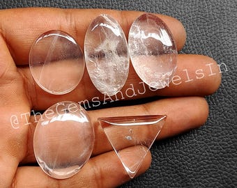 Clear Quartz Cabochon Lot, Wholesale Crystal Gemstone For Jewelry Making Stones