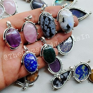 Mixed Gemstone Pendant, Wholesale Natural Mix Gemstone Pendant, Minimalist Pendants, 925 Sterling Silver Pelted Pendant, Gift for Her