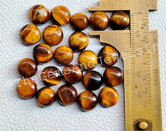 Tigers Eye Round Cabochon Lot, 10MM Gemstone, Jewelry Making Stone