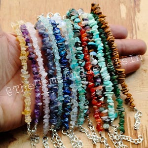 Natural Gemstone Chips Beads Bracelet, Mix Uncut Beads Bracelets, Healing Crystals Beads Bracelet, Wholesale Adjustable Nuggets Bracelet