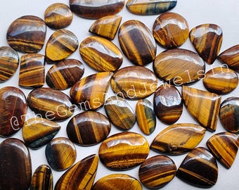 Natural Tigers Eye Cabochon Lot, Wholesale Tigers Eye Gemstone Lot for Pendant, Jewelry Making