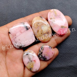 Natural Pink Opal Crystal Stone, Pink Opal Cabochon Lot, Wholesale Pink Opal Gemstone Lot, for Ring, Pendant, Necklace Jewelry Stone