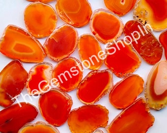 Banded Agate Slice, Orange Agate Slice Druzy Gemstone, Wholesale Agate Crystal Lot, Geode Polished Agate Slabs for Wirewrap Jewelry Stone