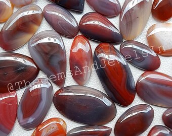 Wholesale Red Banded Agate Cabochons, Natural Gemstone Lot for Jewelry Making