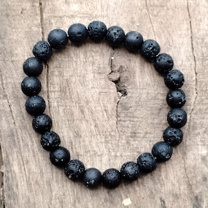 Black Lava Volcanoes Stone Bracelet, Natural Lava Bracelet, Lava Gemstone Bracelet, Boho Lava Crystals Beads Bracelet Gift for Her