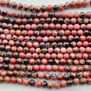 Rhodonite Loose Beads, Natural Crystal Round Beads, 6mm - 12mm Smooth Genuine Beads Wholesale Bulk Beads For DIY Jewelry Making Stone