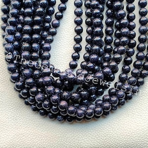 Perline di pietra d&#39;oro blu naturale, perline curative autentiche da 6 mm a 12 mm, perline rotonde di cristallo sciolte, perline all&#39;ingrosso per la creazione di gioielli fai da te