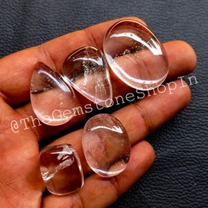 Wholesale Clear Quartz Gemstone Lot, Clear Quartz Cabochon Lot, Natural Clear Quartz Crystal Stone for Jewelry Making Stone