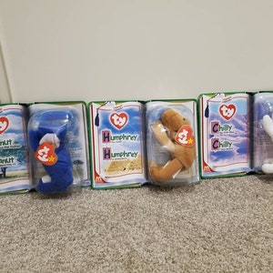 Vintage 2000 Mcdonalds Legends Beanie Baby Set of 3 Chilly, Humphrey and Peanut New in Original boxes