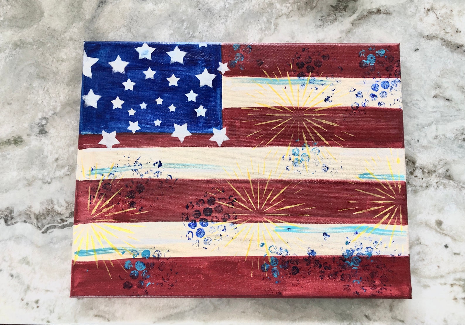 Americana Rustic Flag Painting on Canvas Etsy