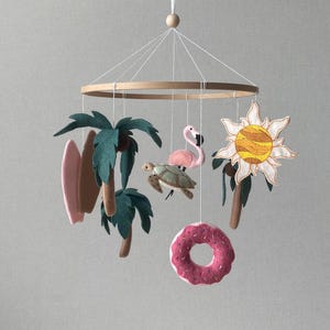 Girl nursery mobile, pink tropical mobile for newborn, flamingo baby mobile, crib mobile, newborn gift, new mom gift, pregnancy gift.