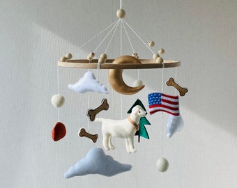 Dog mobile for nursery, hanging boy mobile, gender neutral mobile, cot girl mobile, Puppy ball mobile, newborn gifts, expecting mom gift.