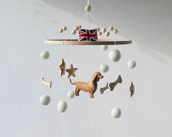 Mobile chien pour chambre de bébé, mobile neutre, suspendu pour garçon, mobile pour lit de bébé, mobile pour fille, mobile pour chiot, cadeaux pour nouveau-né, cadeau pour femme enceinte.