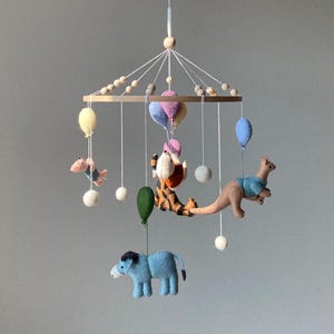 Vintage Winnie mobile, Baby mobile girl, cot boy mobile, Winnie Nursery, hanging teddy bear mobile, baby shower, new mom gift, winnie decor.