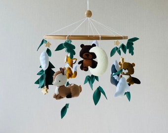 Baby mobile woodland nursery, fox mobile, hanging crib mobile, girl mobile, baby mobile boy, baby shower gift, gift for future mother