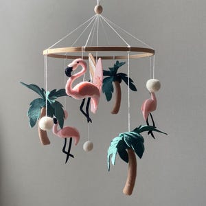 Beach  nursery mobile for newbor, flamingo crib mobile, toddler girl mobile, surf baby mobile, palm mobile, new mom gift, baby shower gift.