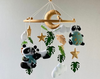 Baby mobile boy, Pandas baby mobile, ceiling mobile, felt nursery mobile, , crib mobile girl, tropical baby mobile, newborn shower gift.