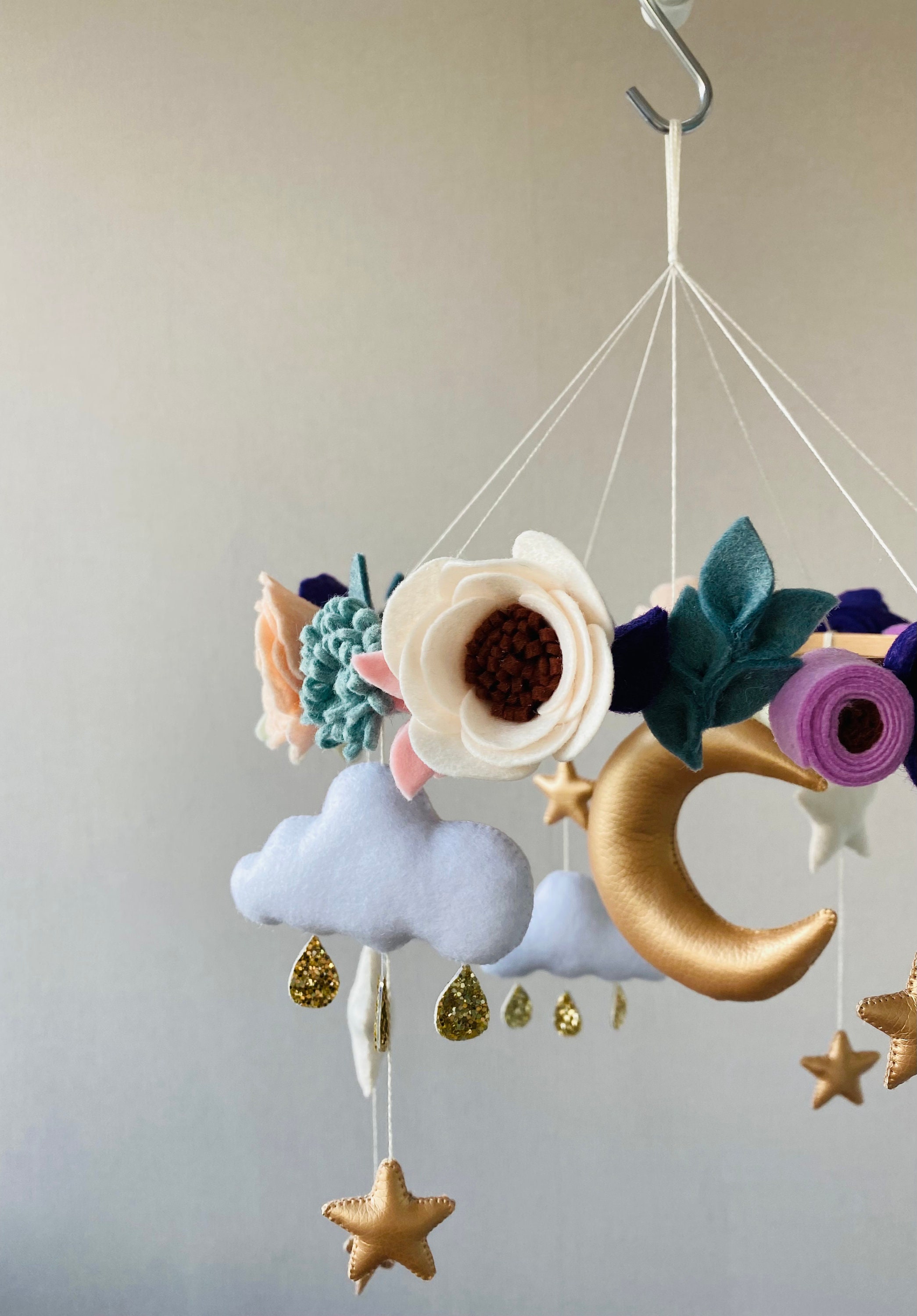 Baby Mobile Girl, Flowers Mobile, Nursery Décor, Floral Mobile, Baby